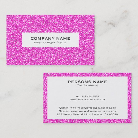 Heet Roze Glitter Textuur Print Visitekaartje (Voorkant / Achterkant)