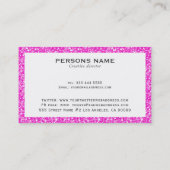 Heet Roze Glitter Textuur Print Visitekaartje (Achterkant)