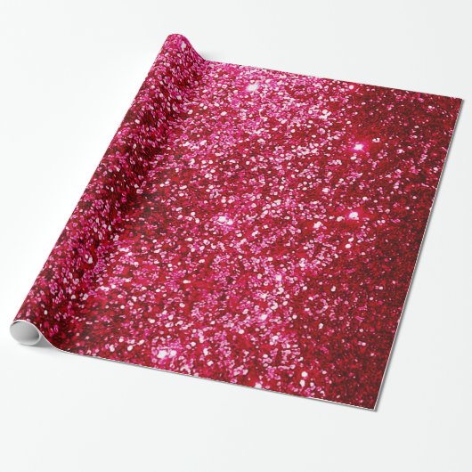Heet Roze Glitter Verpakkingsdocument Cadeaupapier (Uitgerold)