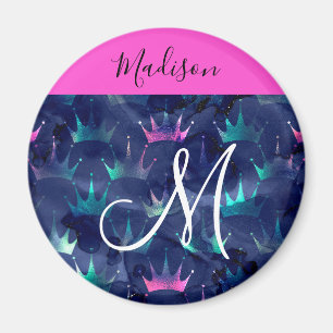Heet Roze Glitter Vonken Zeemeermin Kroontjes Mono Magneet