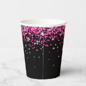 Heet Roze Glitter Zwart Zoet 16 Papieren Bekers (Rechts)