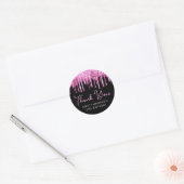 Heet Roze Glitterende Verjaardag Ronde Sticker (Envelop)