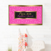 Heet Roze Glitterpatroon met Goud Spandoek (Insitu)