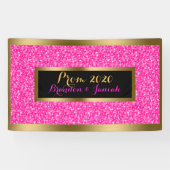 Heet Roze Glitterpatroon met Goud Spandoek (Horizontaal)