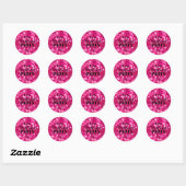 Heet roze glitters moderne glamour vrijgezellenfee ronde sticker (Vel)