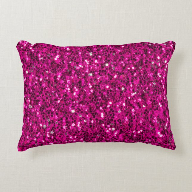 Heet roze glitters namaak glans accent kussen (Voorkant)