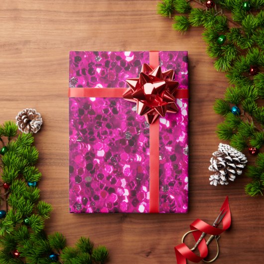 Heet roze glitters namaak glans cadeaupapier (Feestdagen Geschenken)