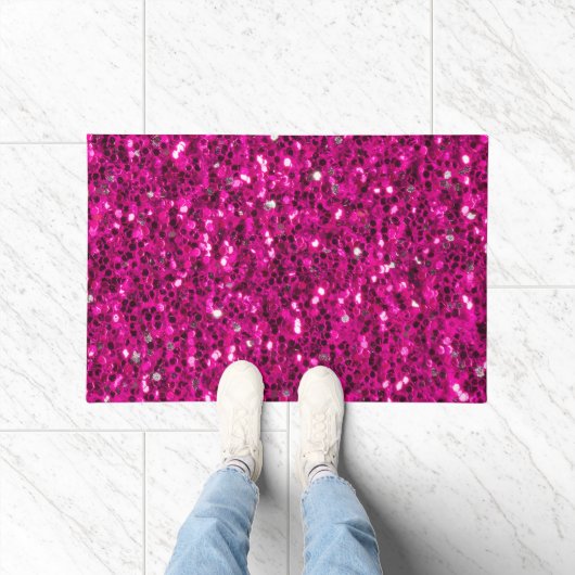 Heet roze glitters namaak glans deurmat (Binnen)