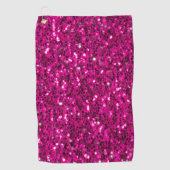 Heet roze glitters namaak glans golfhanddoek (Voorkant)