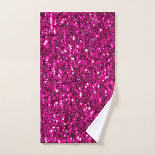Heet roze glitters namaak glans handdoek (Handdoek)