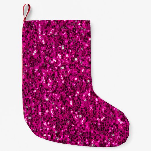 Heet roze glitters namaak glans kleine kerstsok (Voorkant)