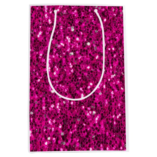 Heet roze glitters namaak glans medium cadeauzakje (Voorkant)