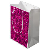 Heet roze glitters namaak glans medium cadeauzakje (Achterkant Gekanteld)
