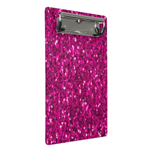 Heet roze glitters namaak glans mini klembord (Schuin)