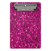 Heet roze glitters namaak glans mini klembord (Voorkant)