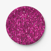 Heet roze glitters namaak glans papieren bordje (Voorkant)