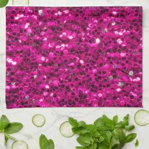 Heet roze glitters namaak glans theedoek