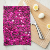 Heet roze glitters namaak glans theedoek (Quarter Fold)