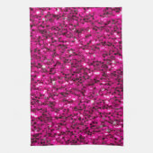 Heet roze glitters namaak glans theedoek (Verticaal)