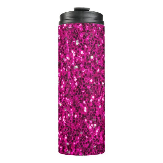 Heet roze glitters namaak glans thermosbeker (Voorkant)