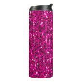 Heet roze glitters namaak glans thermosbeker (Gedraaid links)