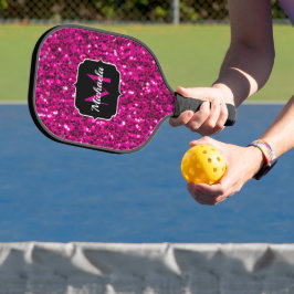 Heet roze glitters namaak glinsterend monogram pickleball paddle