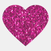 Heet roze glitters namaak glitters hart sticker (Voorkant)