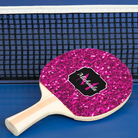Heet roze glitters namaak glitters Monogram Tafeltennisbatje (Insitu)