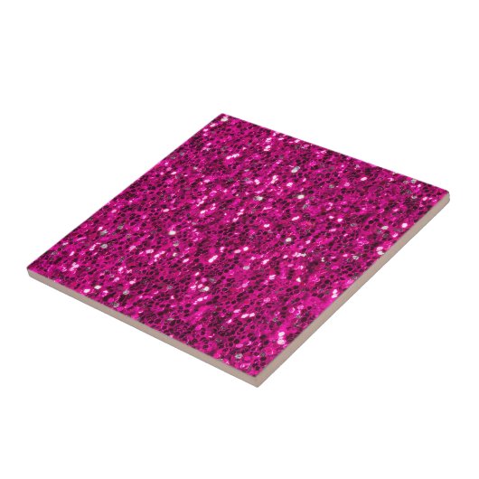 Heet roze glitters namaak glitters tegeltje (Zijkant)
