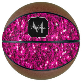 Heet roze glitters nep glans Monogram Basketbal