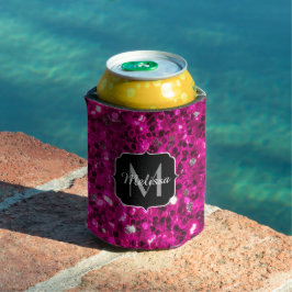 Heet roze glitters nep glinsterend monogram blikjeskoeler