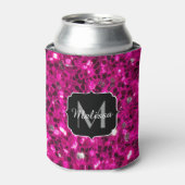 Heet roze glitters nep glinsterend monogram blikjeskoeler (Blikje Voorkant)