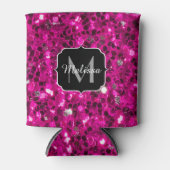 Heet roze glitters nep glinsterend monogram blikjeskoeler (Voorkant)
