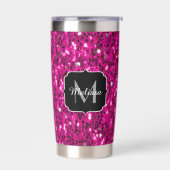 Heet roze glitters nep glinsterend Monogram Geïsoleerde Drinkbeker (Links)
