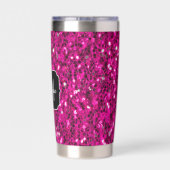 Heet roze glitters nep glinsterend Monogram Geïsoleerde Drinkbeker (Achterkant)