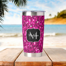 Heet roze glitters nep glinsterend Monogram Geïsoleerde Drinkbeker