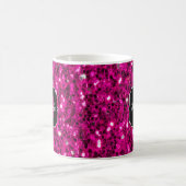 Heet roze glitters nep glinsterend monogram koffiemok (Center)