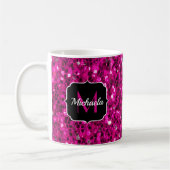 Heet roze glitters nep glinsterend monogram koffiemok (Links)