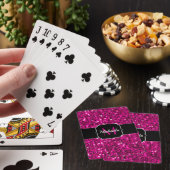 Heet roze glitters nep glitter Monogram Pokerkaarten (Insitu)