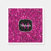 Heet roze glitters nep glitter Monogram Servet (Voorkant)