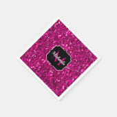 Heet roze glitters nep glitter Monogram Servet (Hoek)