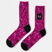 Heet roze glitters nep glitter Monogram Sokken (Links)