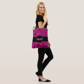 Heet roze glitters nepschitterende Monogram Tote Bag (Op model)