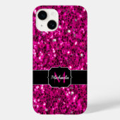 Heet roze glitters nepschitterwerk Monogram Case-Mate iPhone Case (Achterkant)