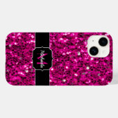 Heet roze glitters nepschitterwerk Monogram Case-Mate iPhone Case (Achterkant (horizontaal))