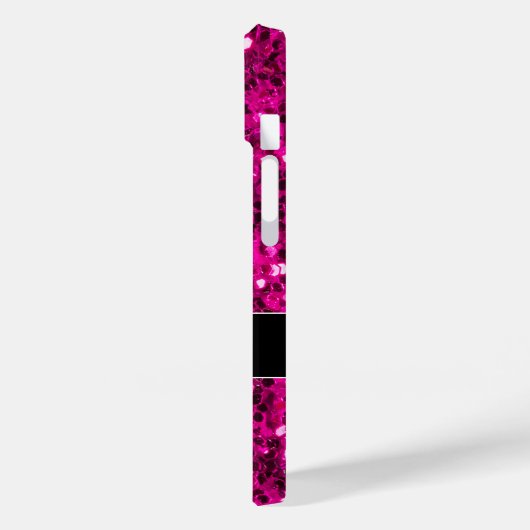 Heet roze glitters nepschitterwerk Monogram Case-Mate iPhone Case (Achterkant / Links)