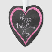 Heet roze glitters op Zwarte Romantische Valentijn Ornament (voorkant)