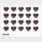Heet Roze Glitters op Zwarte Valentijnsdag Hart Sticker (Vel)