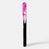 Heet roze glittersuikers zwarte glam handtekening Case-Mate iPhone case (Achterkant / Links)