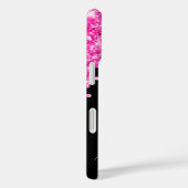 Heet roze glittersuikers zwarte glam handtekening Case-Mate iPhone case (Achterkant / Rechts)
